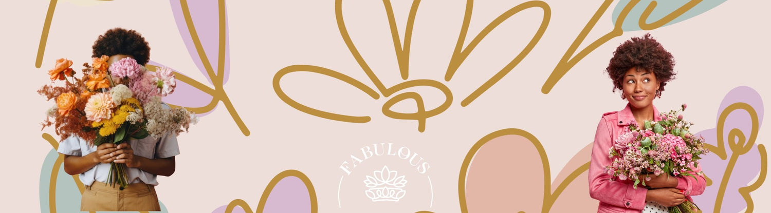 How to Choose the Perfect Flower Bouquet for Any Event - Two people with vibrant bouquets against a floral backdrop, Fabulous Flowers & Gifts.