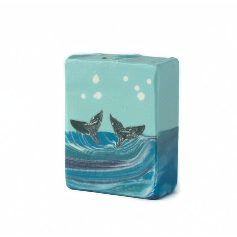 A Whale of a Time Soap - blue artisan soap with whale tails and waves, Mi&U for Fabulous Flowers and Gifts