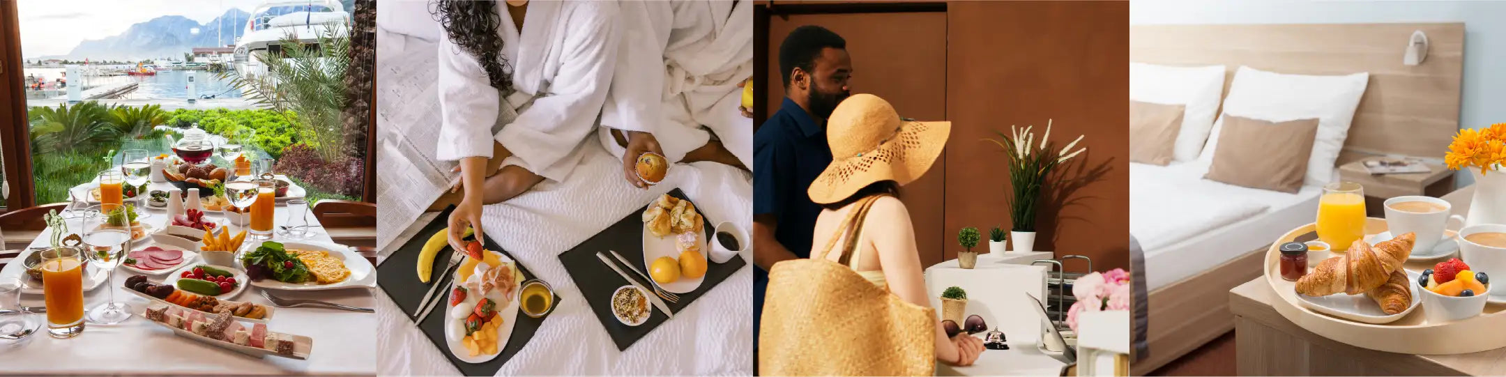 Gourmet meals with scenic views, breakfast in bed, guests checking in, and a cosy bedroom setup. Transform your space. Fabulous Flowers and Gifts. Airbnb, Guest House and Hotel.