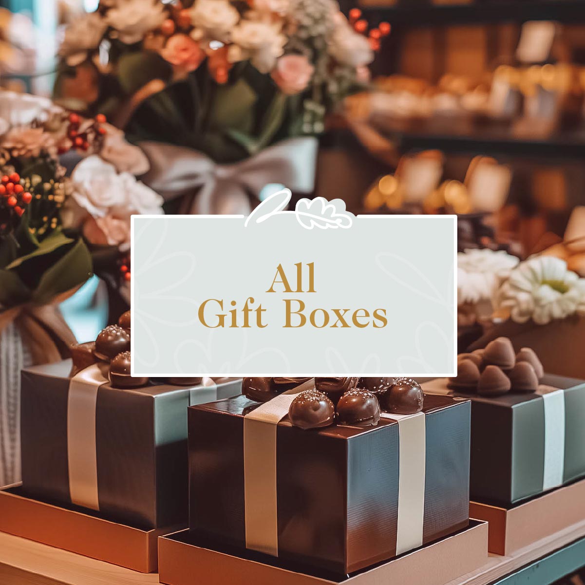 Elegantly wrapped gift boxes with a sophisticated charm, showcased for selection at Fabulous Flowers and Gifts.