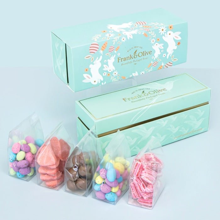 Bunny Surprise Easter Treat Box - Fabulous Flowers & Gifts pastel bunny box with five colourful sweet varieties for Easter gifting.