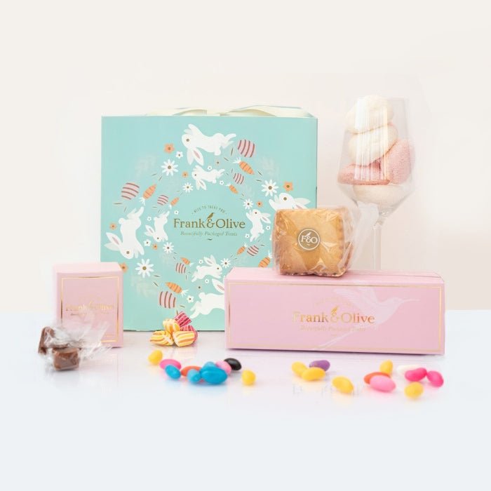 Candy Collection Luxury Box - Fabulous Flowers & Gifts with marshmallows, bonbons, biscuits and pastel Easter candy gift box.