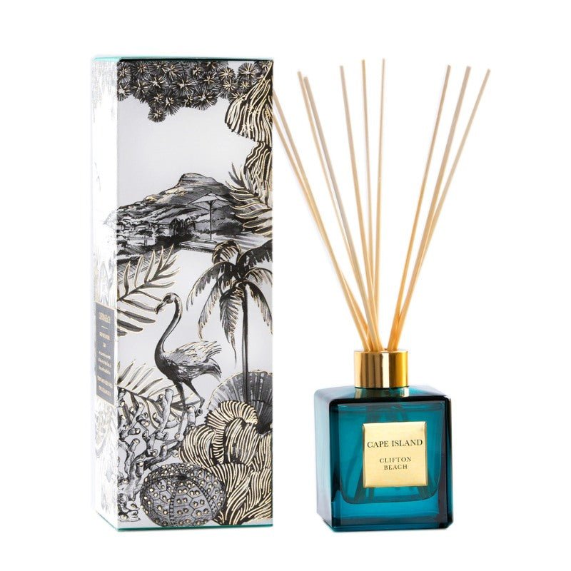 Cape Island diffuser with decorative packaging on a white background