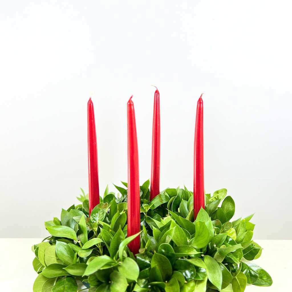 Christmas Wreath with Red Candles - Fabulous Flowers