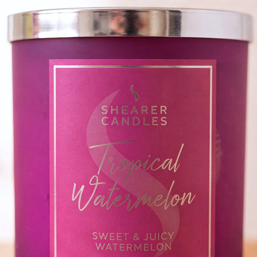 Shearer Candles Tropical Watermelon jar candle with silver lid