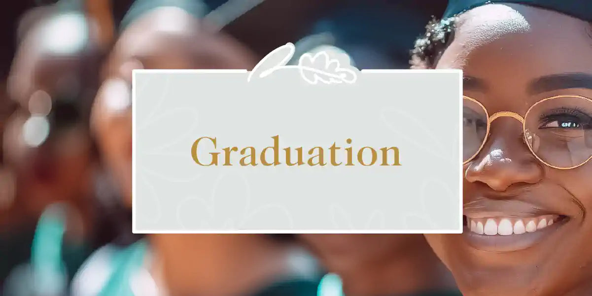 A joyous graduate in their cap and gown, smiling proudly amidst fellow graduates. Fabulous Flowers and Gifts - Graduation