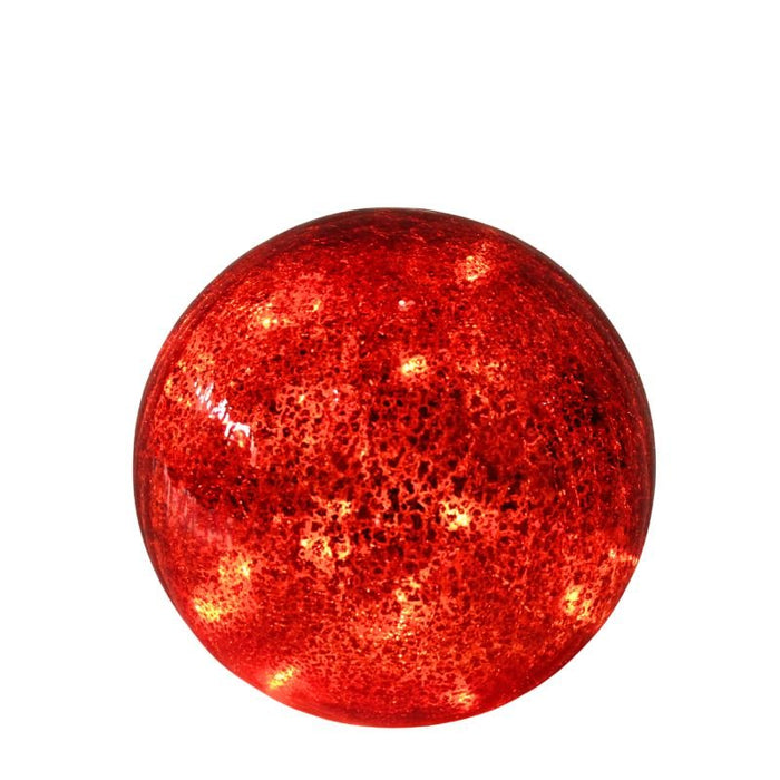 LED Red Glass Antique Crackle Ball