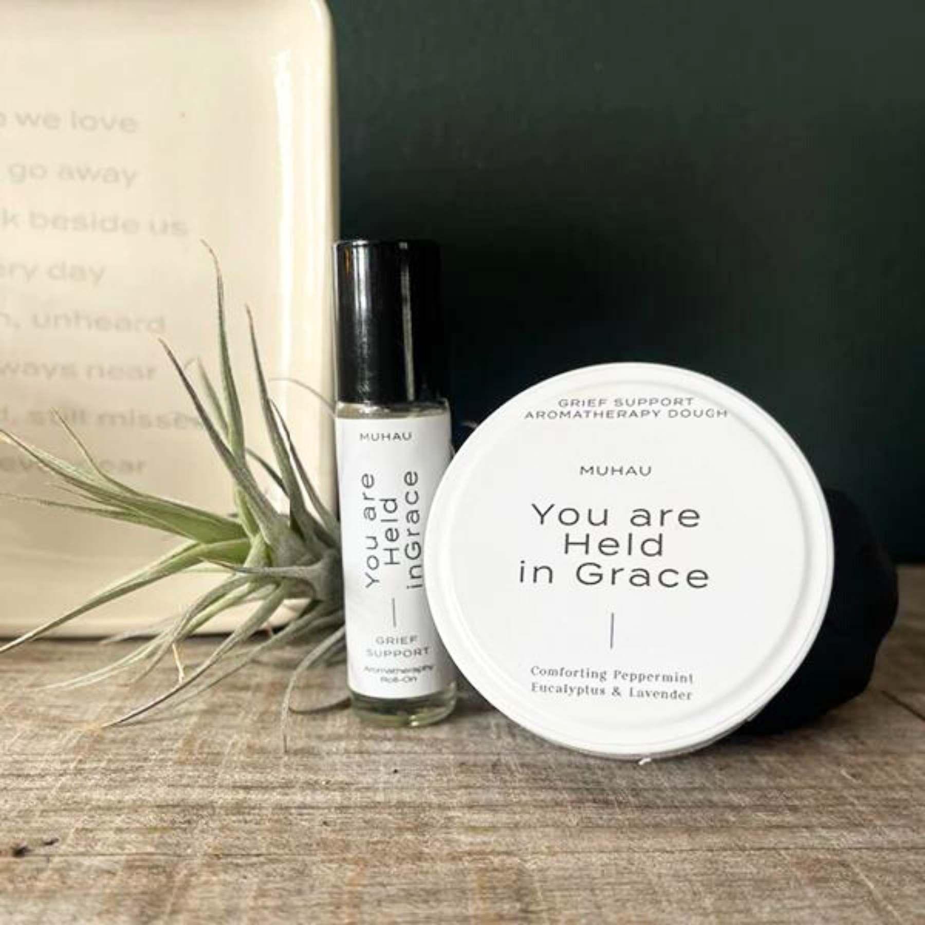 MOHAU Aromatherapy essential oils and comfort dough for grief support, available from Fabulous Flowers and Gifts.