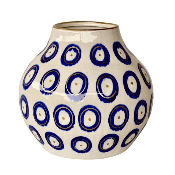 Medium Ceramic Blue Circle Vase