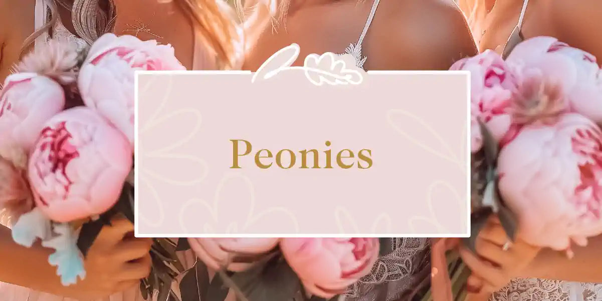 A group of friends holding stunning bouquets of pink peonies, celebrating with joy. Fabulous Flowers and Gifts - Peonies