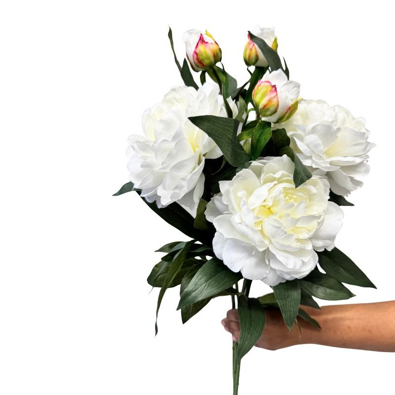Peony White Artificial Flower - detail view