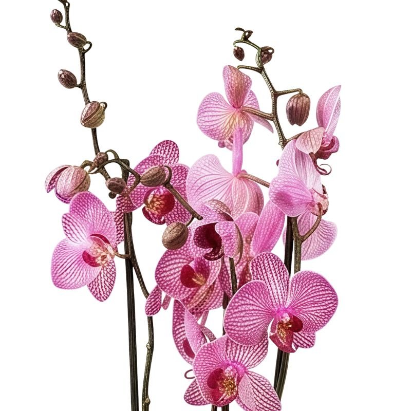Pink orchids on a white background