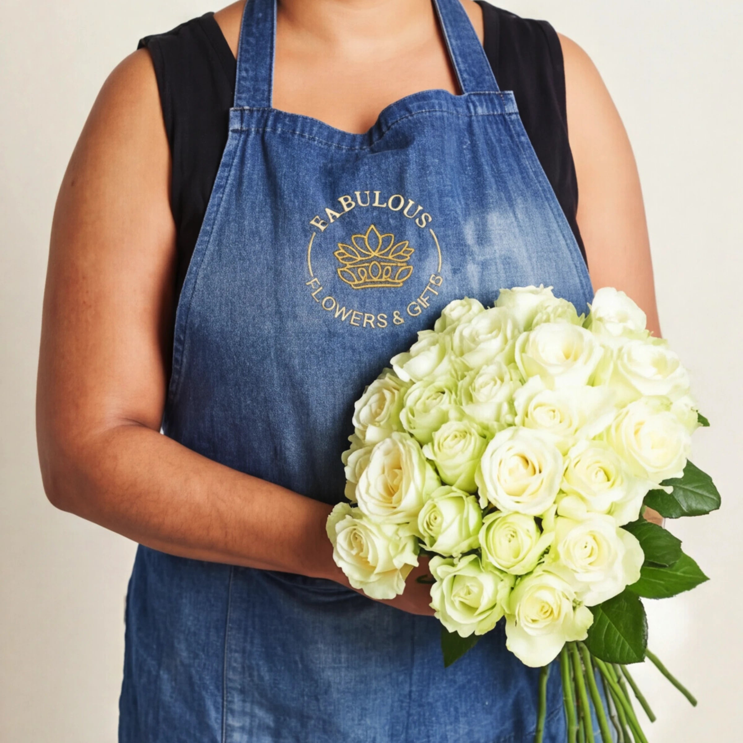 White and cream roses held close, soft ivory blooms hand-tied by our Cape Town florist.