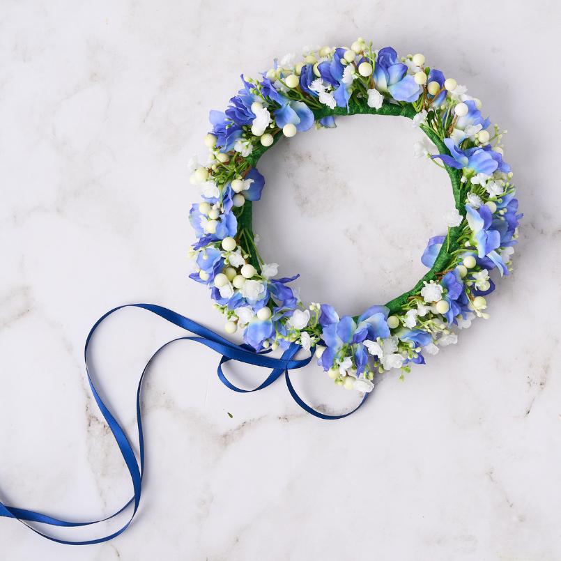 Sapphire Mist Blue Silk Flower Crown - alternate view