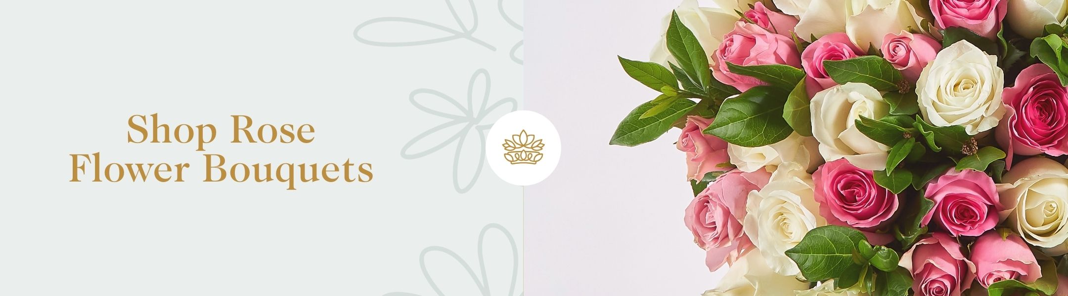 Shop Rose Flower Bouquets featuring a soft, elegant mix of pink, cream and white roses with lush green leaves – Fabulous Flowers & Gifts