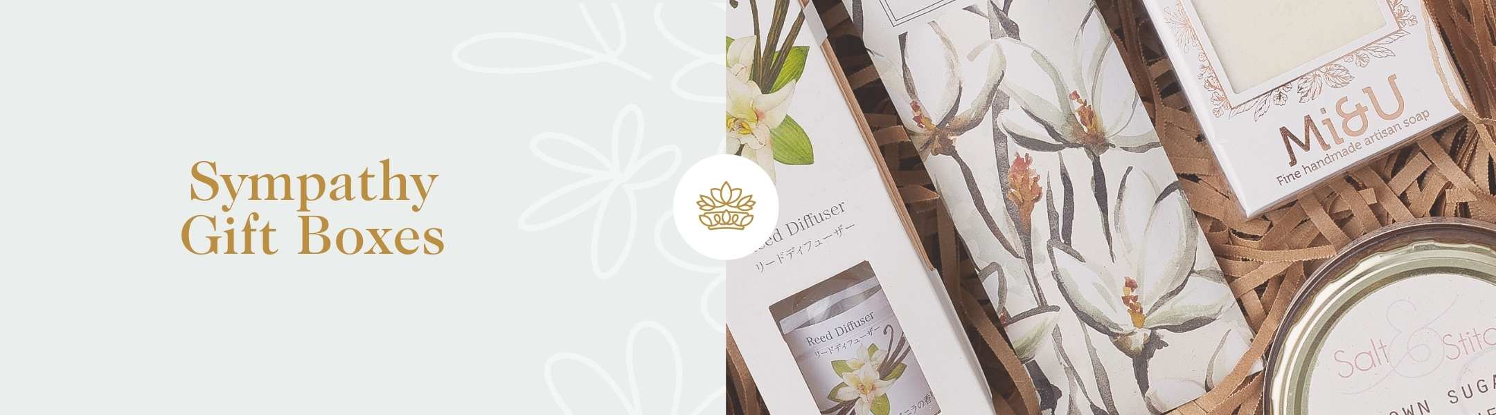 Sympathy Gift Boxes by Fabulous Flowers and Gifts, featuring reed diffuser, artisan soap, and candle for thoughtful comfort.