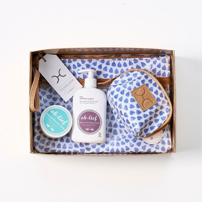 Their Gentle Welcome - Fabulous Flowers & Gifts baby gift set with Thandana bag, Ah-Lief shampoo, balm and accessories.