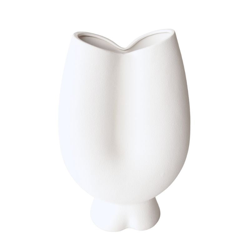 White ceramic vase on a white background