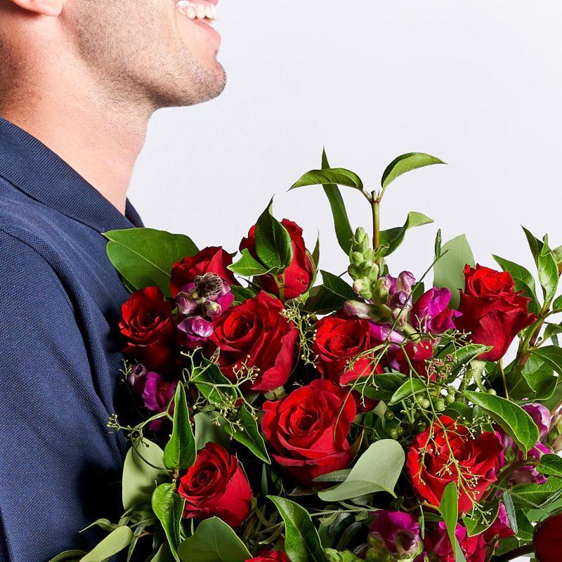 Stunning red roses in a beautifully arranged flower bouquet - Fabulous Flowers