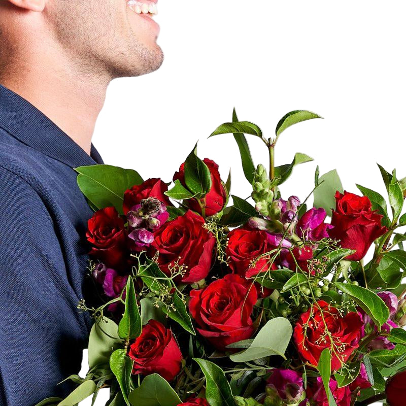 Stunning red roses in a beautifully arranged flower bouquet - Fabulous Flowers