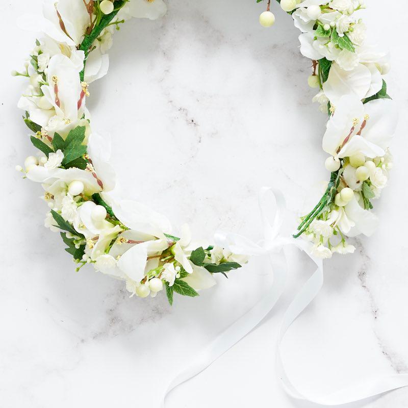 Angelic Flower Crown with gorgeous white silk flowers and white ribbon | Fabulous Flowers South Africa