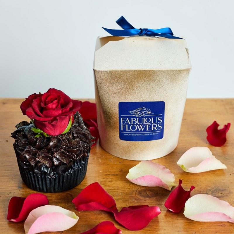Delicious chocolate cupcake added to this luxury gift box | Fabulous Flowers near me and gifts South Africa