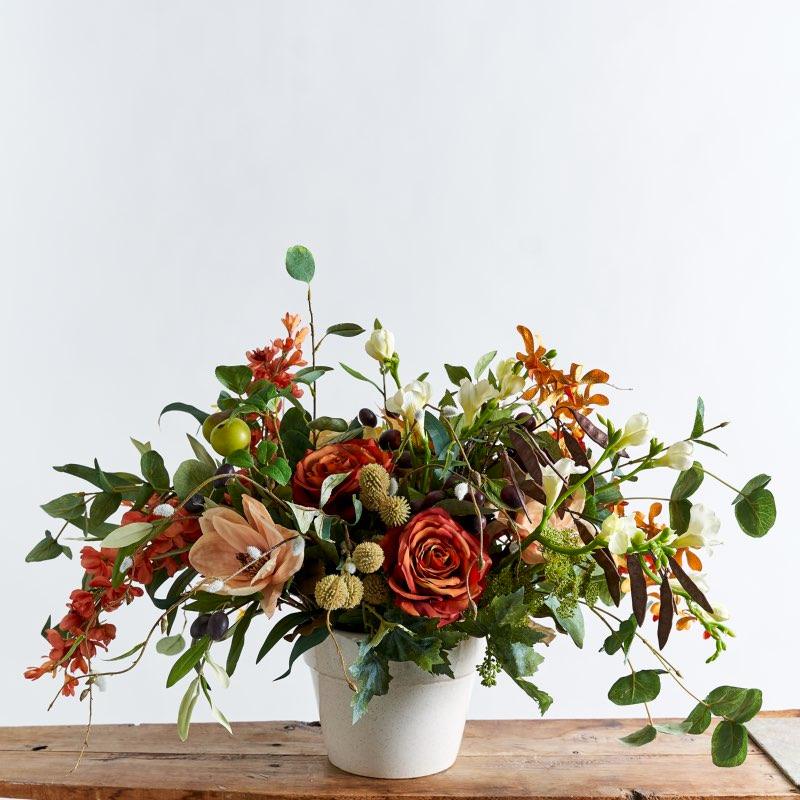Coral And Cream Silk Flower Arrangement - alternate view