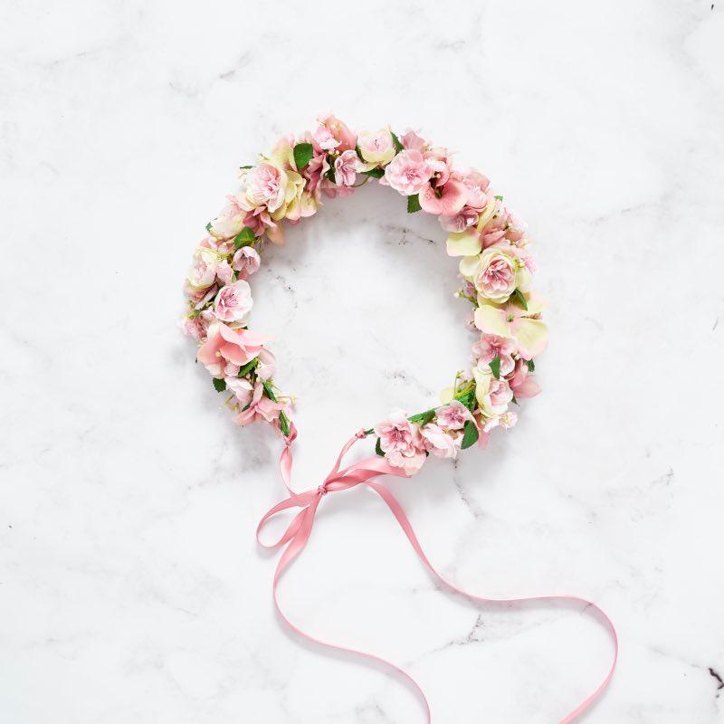 Pink silk flower headpiece for bachelorette party, Whimsical pink flower accessory for picnics