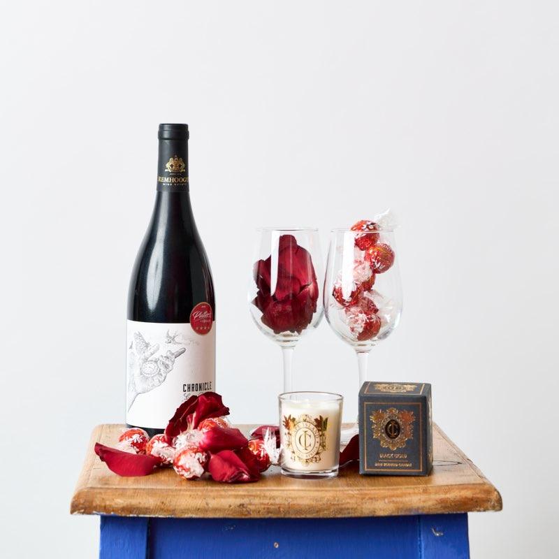 You, Me and a bottle of Red is an exquisite luxe gift hamper for lovers celebrating a special occasion. Red wine, Lindt chocolate, an a candle. Light up each others lives with this gift from Fabulous Flowers and Gifts.