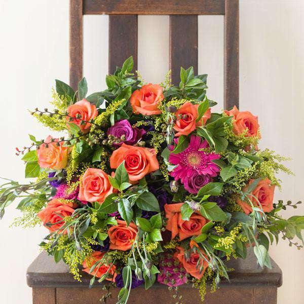 Pink and orange roses in bouquet - Fabulous Flowers Cape Town Flower Delivery