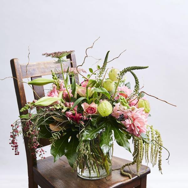 Elegant_Pastel Floral Arrangement with pink roses and st joseph lilies from Fabulous Flower