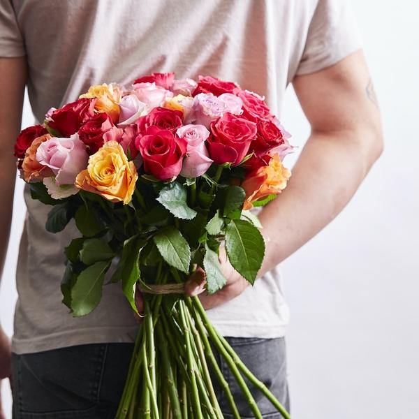 Bold and beautiful multicoloured rose bouquet- Fabulous Flowers Cape Town Flower Delivery
