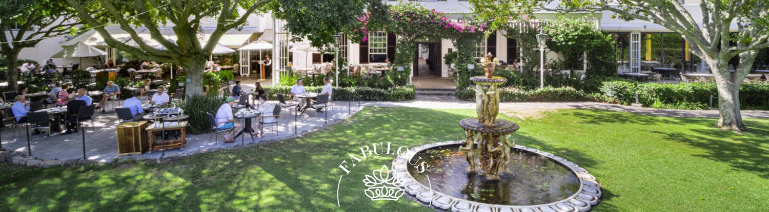 Beautiful venue called the Vineyard Hotel in Cape Town, with a fountain