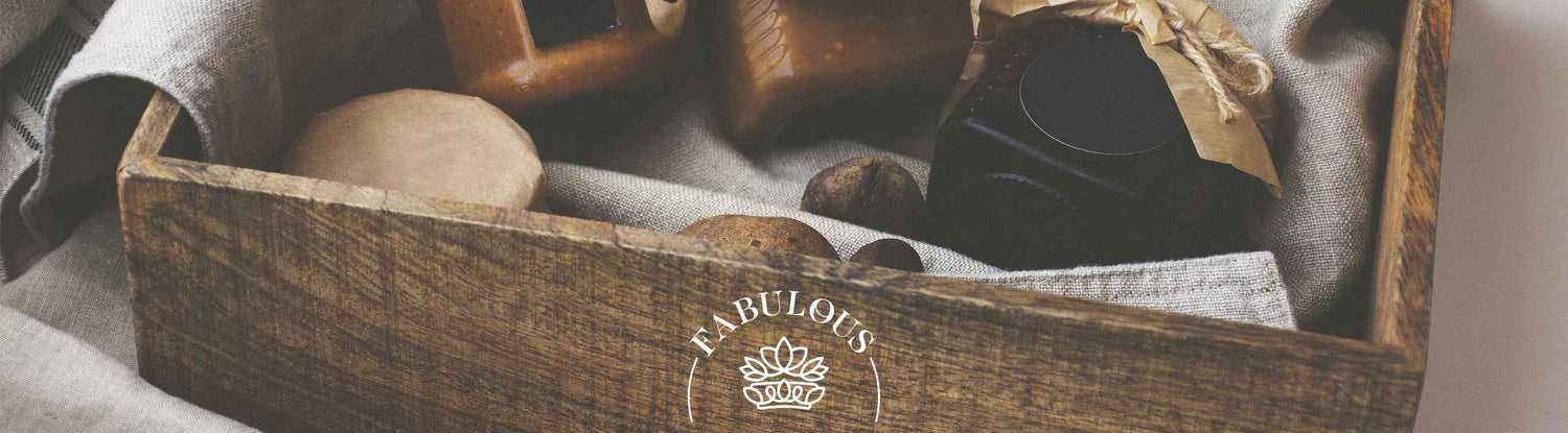 Wooden crate containing artisan soaps and jars, with the Fabulous logo - Fabulous Flowers and Gifts