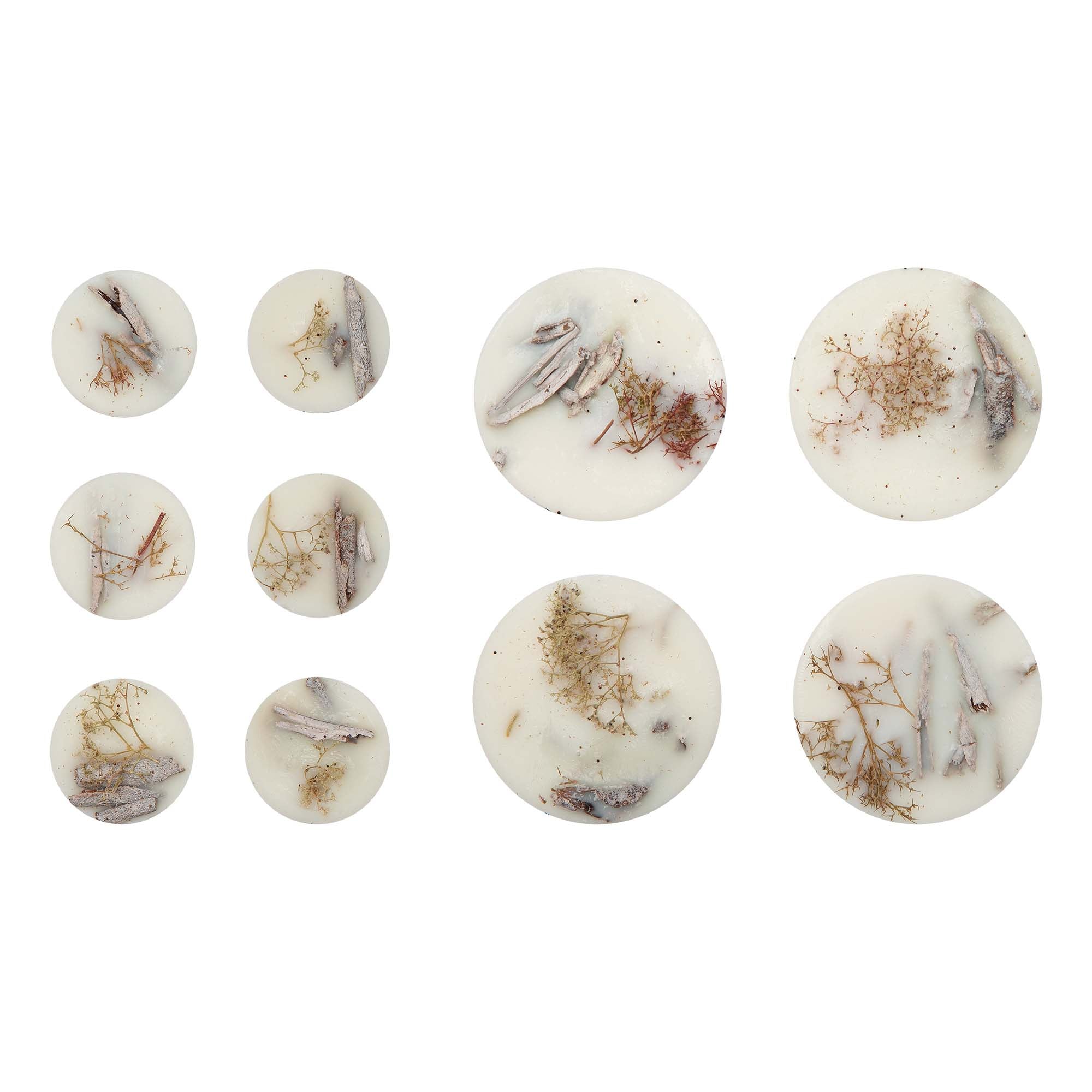 Set of round marbleized stones on a white background