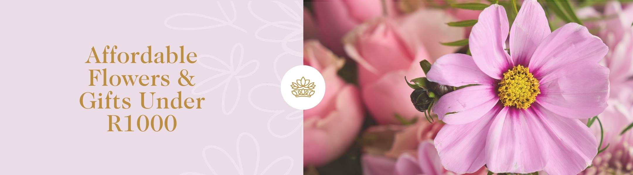 Affordable flowers and gifts under R1000. Beautiful pink cosmos and roses, perfect for any occasion or budget-friendly gifting.