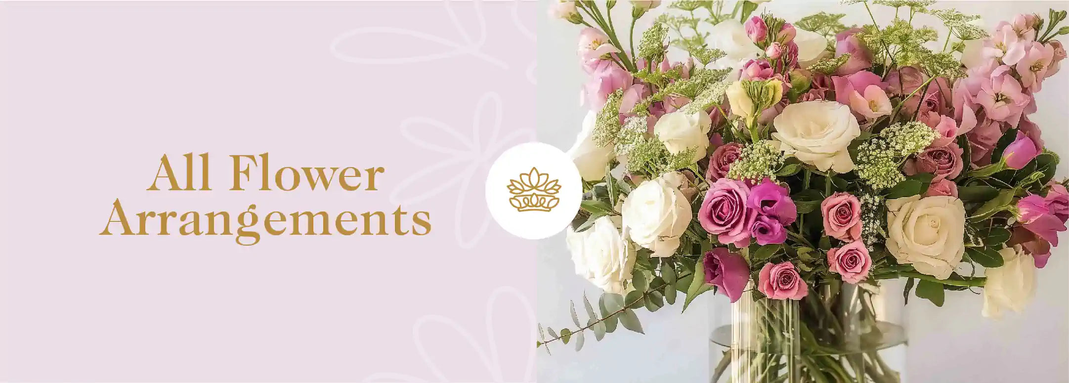 A stunning bouquet of various pink and white flowers elegantly arranged in a glass vase. All Flower Arrangements Collection by Fabulous Flowers and Gifts.