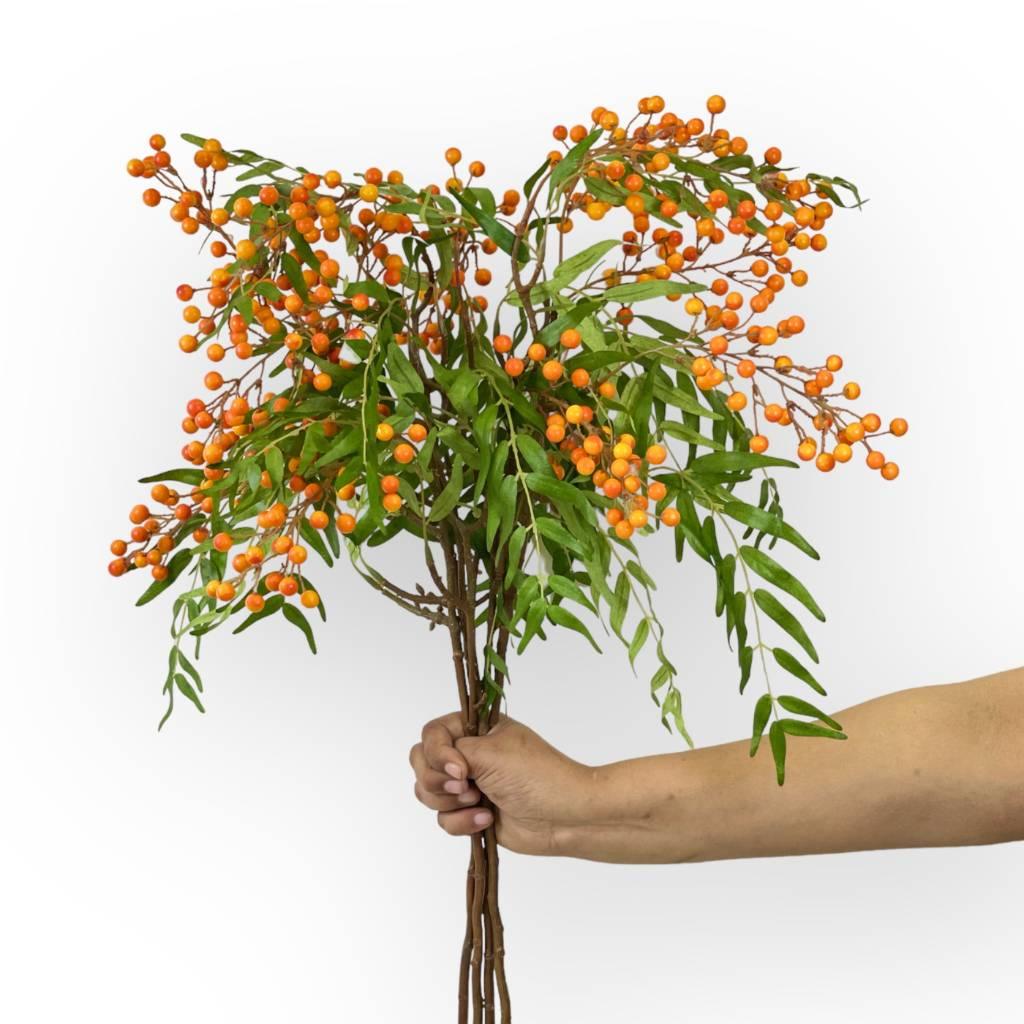 Berry spray orange artificial flowers on white background - Fabulous Flowers & Gifts
