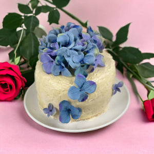 Elegant Blue Blossom Harmony Cake with vanilla icing from Fabulous Flowers and Gifts.
