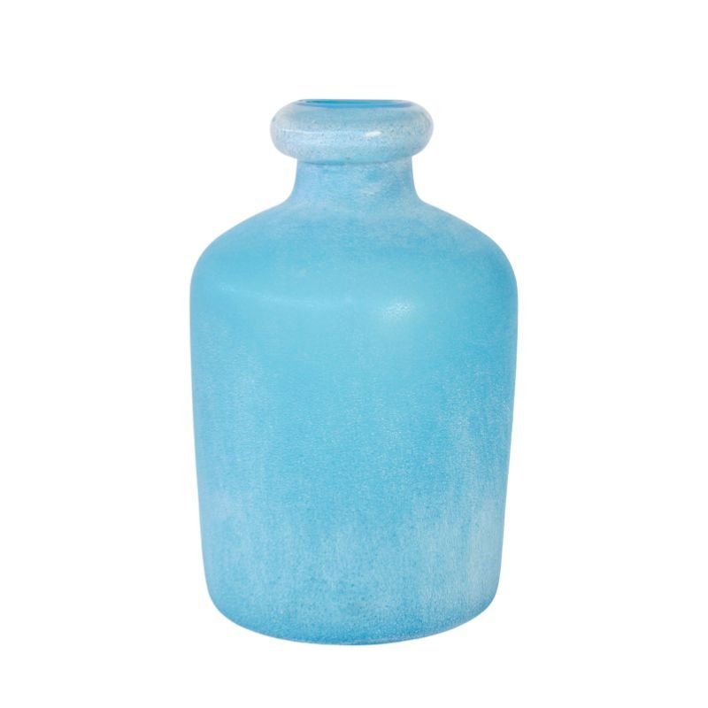 Blue textured vase on a white background