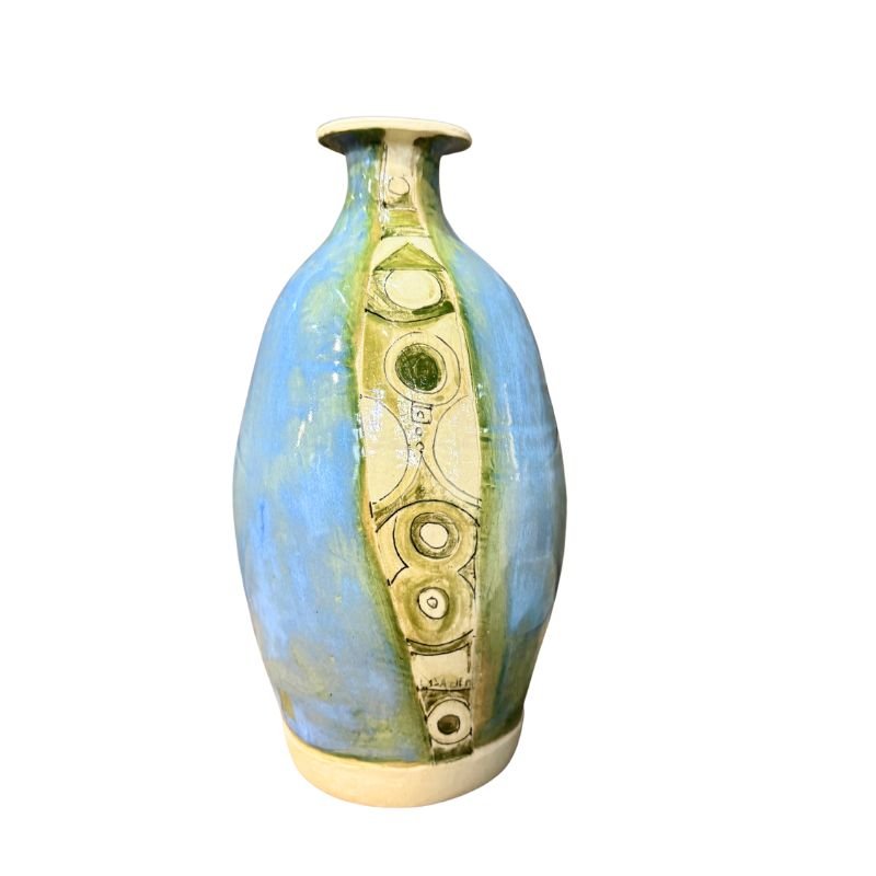 Blue Lady and Baby Patterned Vase - detail view