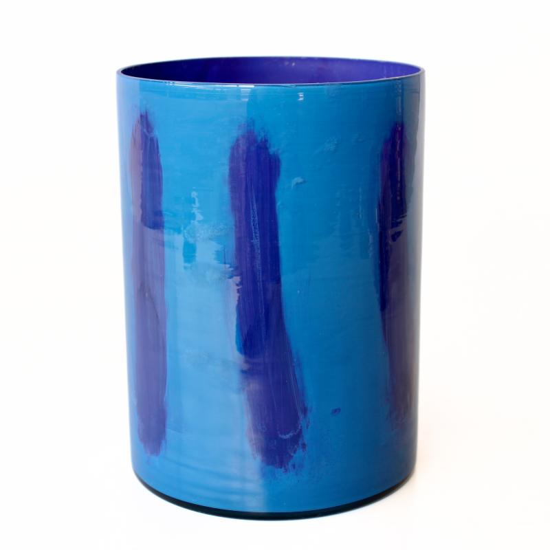 Blue cylindrical container on a white background