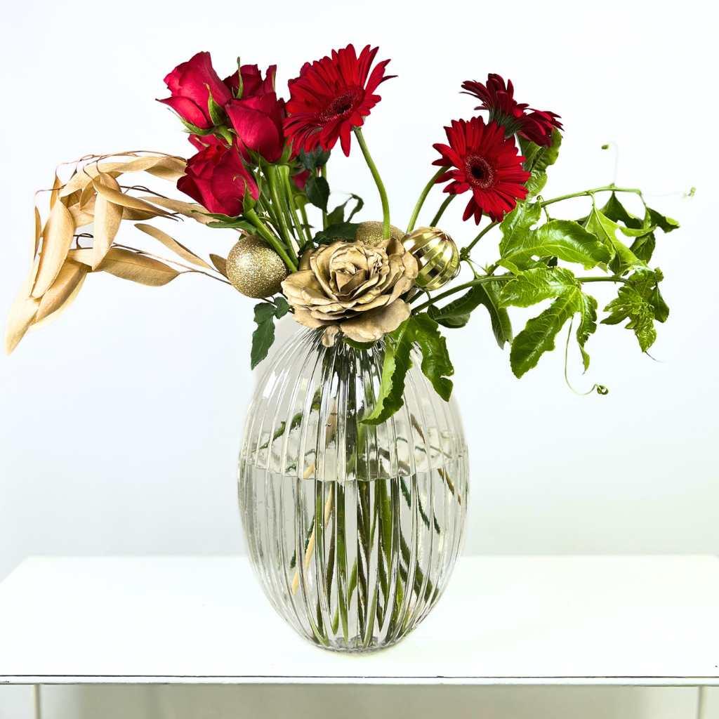 Christmas Glamour Flower Arrangement with Gold Accents - Fabulous Flowers and Gifts