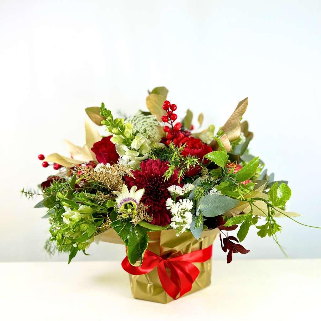 Traditional Red & Green Christmas Flower Gift - Fabulous Flowers