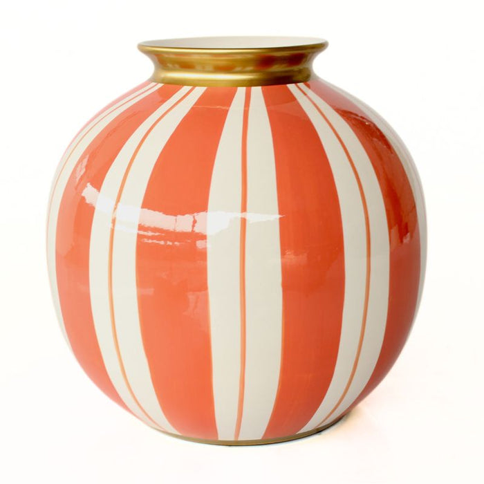 Coral and White Round Vase
