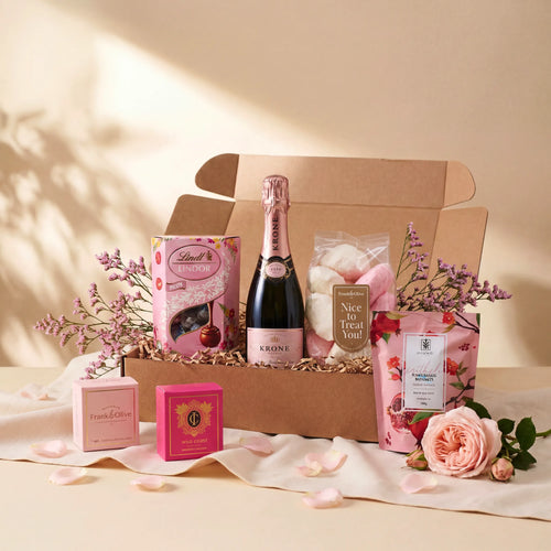 Daydream Delight Gift Box with Lindt Lindor, Krone Rose, Frank and Olive marshmallows, Cape Island Wild Coast candle and Dinaledi bath salt
