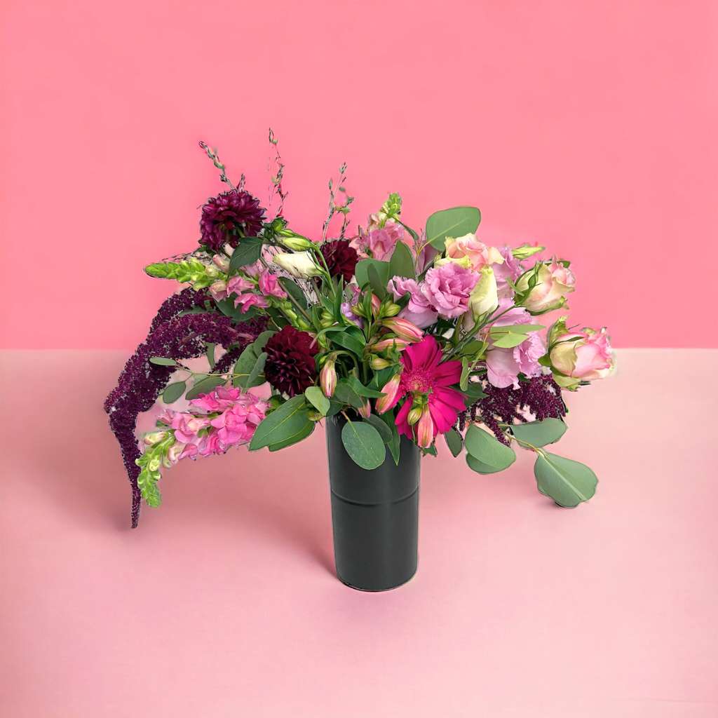 Elegant lisianthus and pink gerbas arrangement by Fabulous Flowers and Gifts