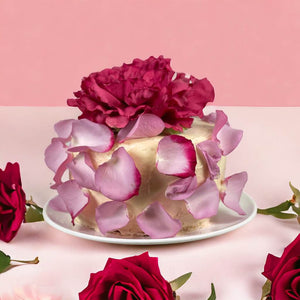 Elegance Rouge Cake with Pink Rose Decoration | Fabulous Flowers and Gifts