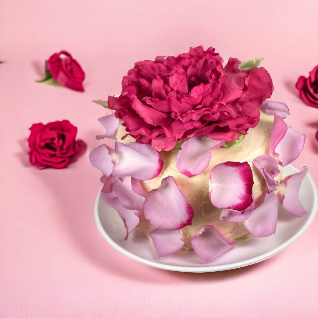 Elegance Rouge Cake with Pink Rose Decoration | Fabulous Flowers and Gifts