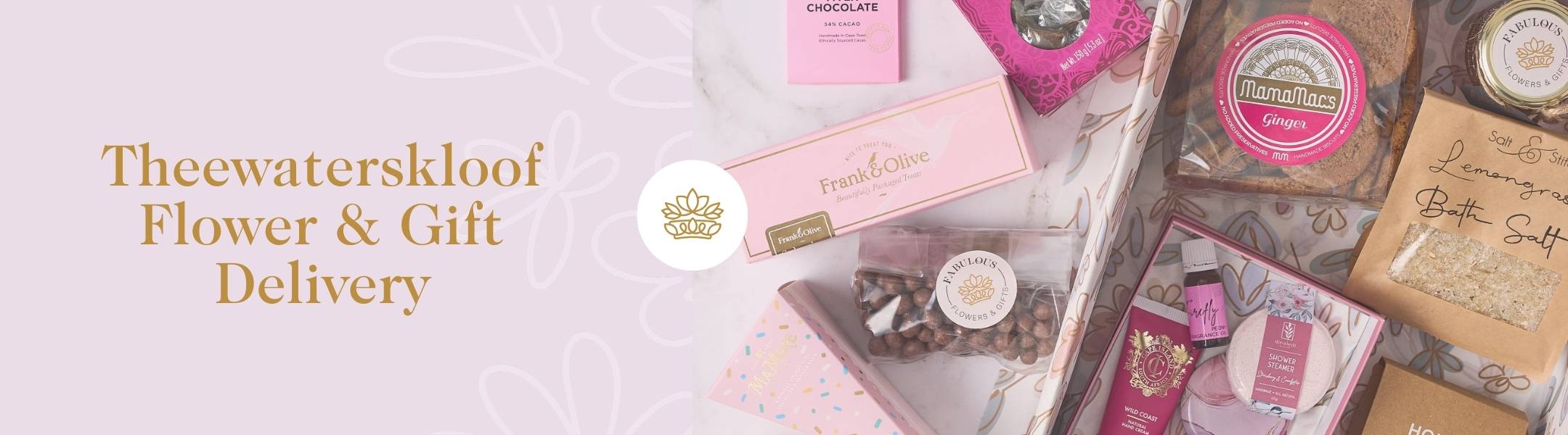 Shop Theewaterskloof Flower & Gift Delivery for silk flowers, chocolates, bath salts, and premium gift boxes.